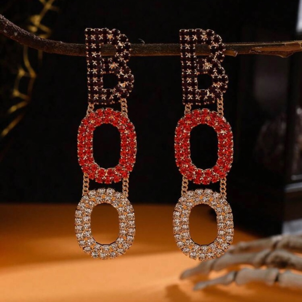 Elegant Crystal 'BOO' Earrings - Picture 2 of 5